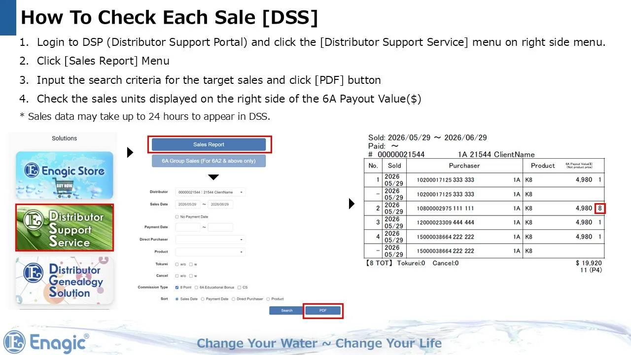 How to check each sale in DSS during the Enagic Anniversary Special Kangen Campaign